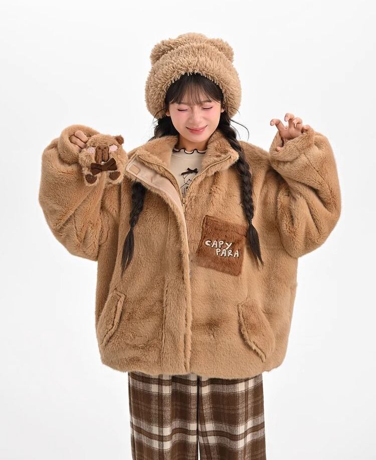 絶対欲しい 個性的なデザイン 大人可愛い 上質 ぬいぐるみのパーカートップス <U-9889>