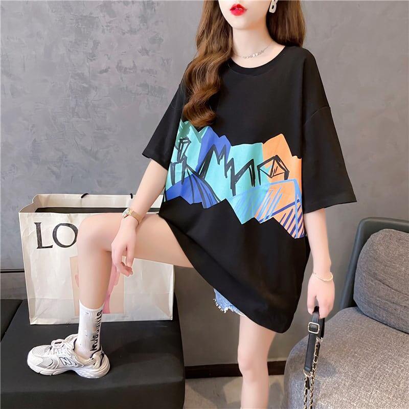 個性的なデザイン ラウンドネック 一目惚れ プリント Tシャツ カットソー＜U-3009＞