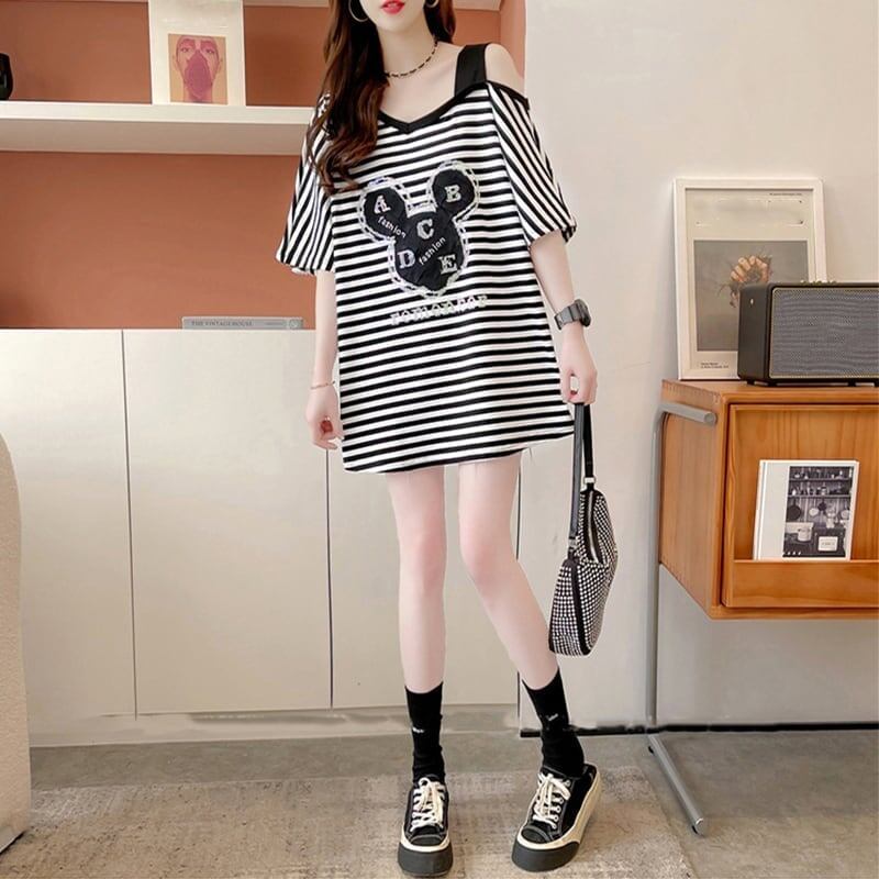 清純甘くて女子力UP ベアトップ 一目惚れ Tシャツ カットソー＜U-3217＞