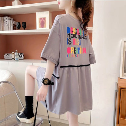 着心地抜群 切り替え 女性力を高める プリント Tシャツ カットソー＜U-3655＞