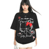 手描き風 クルーネック 落ち肩 ゆったり Tシャツ F-13512