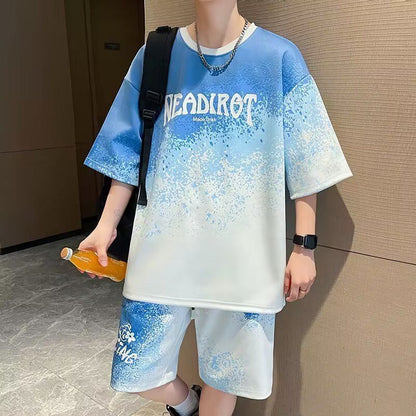 大人気アイテム グラデーション Tシャツ & ショーツ セットアップ U-80013