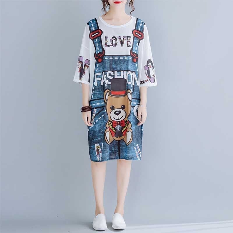 旅行Ｔシャツ 夏 レディース 膝丈 プリント 大きいサイズ ゆったりさらっと涼しい U-656