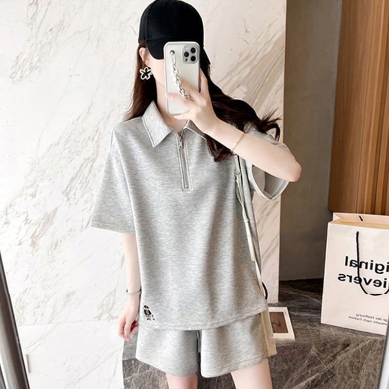ファッション 切り替え ゆったり感アップ Tシャツ＋ショートパンツ セットアップ＜U-3616＞