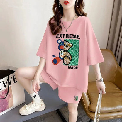 真夏も快適 全4色 軽くて涼しくて可愛い！カジュアル 半袖 Tシャツ ショートパンツ セットアップ ＜U-9204＞