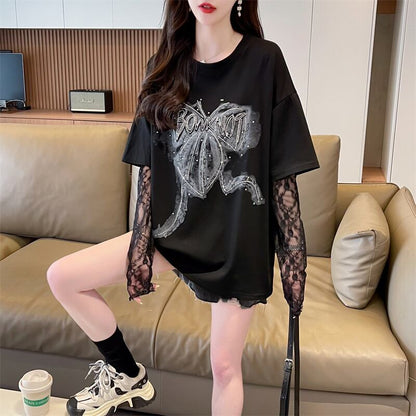 話題沸騰中 レイヤード風 美人度アップ ルーズ Tシャツ ＜U-8707＞