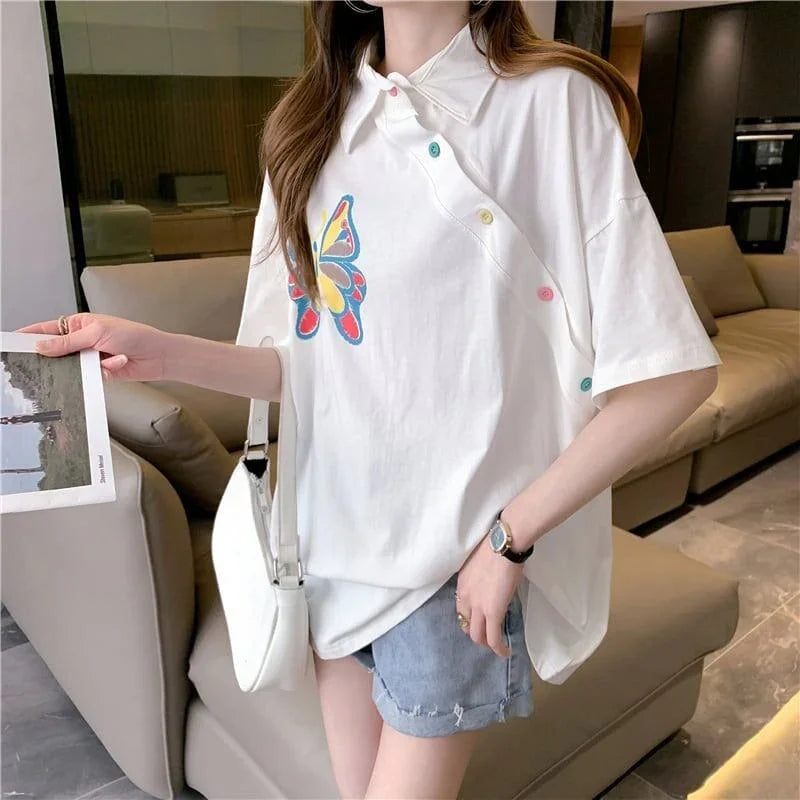 個性的なデザイン プリント 一目惚れ Tシャツ カットソー＜U-3044＞