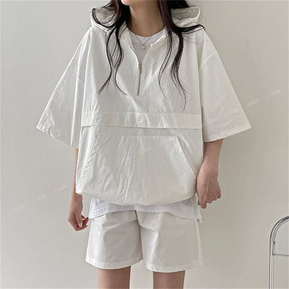 今季マストバイ カジュアル 真夏も快適 4色 半袖 Tシャツ ショートパンツ セットアップ ＜U-11156＞