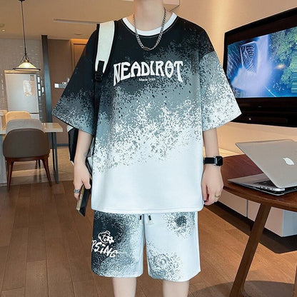 大人気アイテム グラデーション Tシャツ & ショーツ セットアップ U-80013