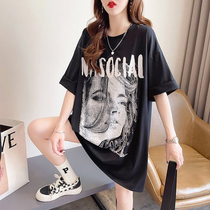 美人度アップ 切り替え ファッション プリント Tシャツ カットソー＜U-3399＞