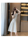 好感度UP エレガント 上質 Aライン ストライプ柄 ニットワンピース<U-8876>