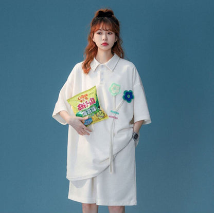 期間限定 ゆったり感アップ ファッション Tシャツ＋ショートパンツ セットアップ＜U-8679＞