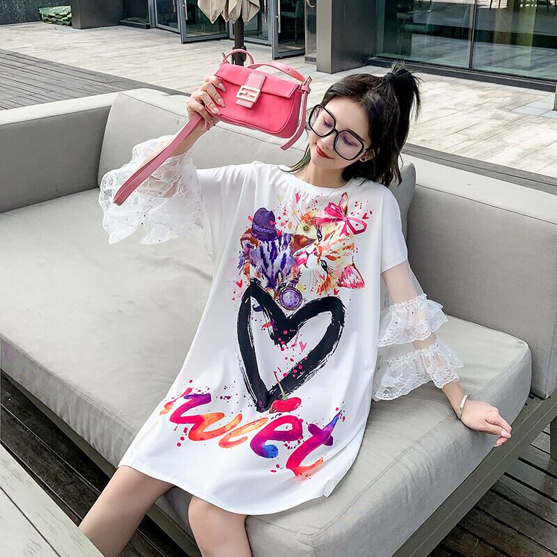 好感度UP デザイン スウィート 一目惚れ 切り替え Tシャツ ＜U-8004＞