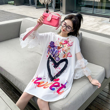 好感度UP デザイン スウィート 一目惚れ 切り替え Tシャツ ＜U-8004＞