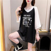 好感度満載 切り替え 美感いっぱい プリント Tシャツ カットソー＜U-3479＞