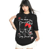 手描き風 クルーネック 落ち肩 ゆったり Tシャツ F-13512