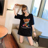 個性的なデザイン 切り替え 一目惚れ プリント Tシャツ カットソー＜U-3481＞