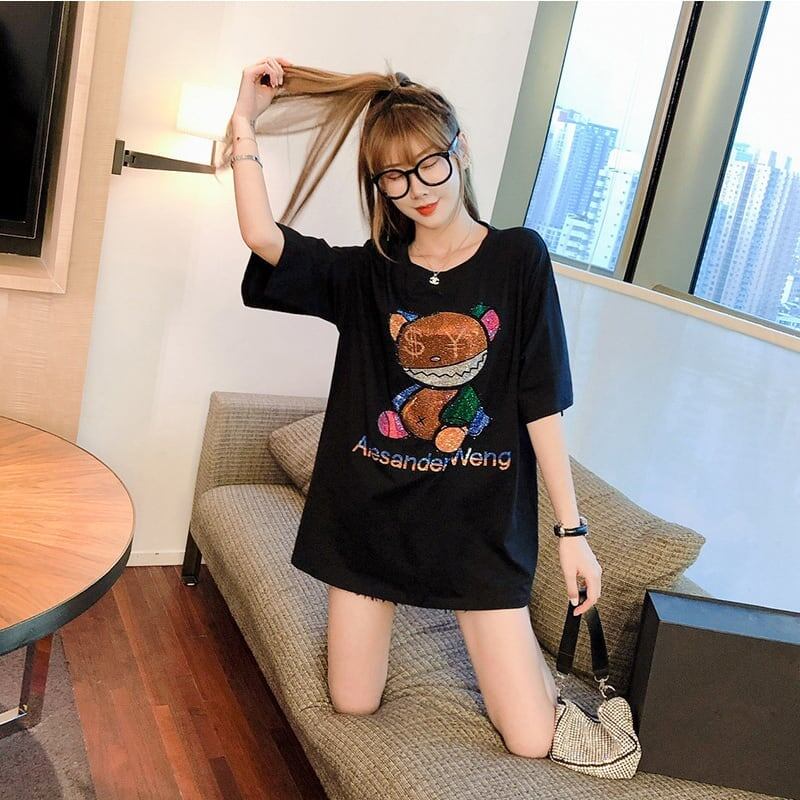 個性的なデザイン 切り替え 一目惚れ プリント Tシャツ カットソー＜U-3481＞