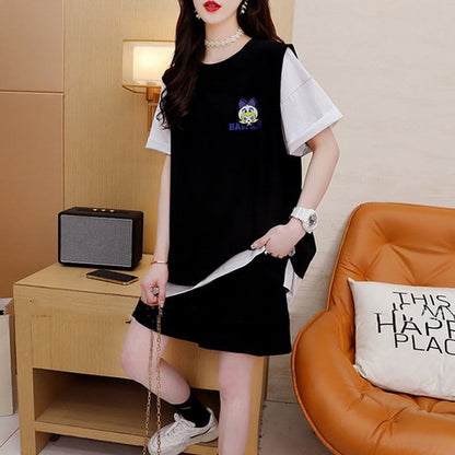 ルーズ 切り替え 美人度アップ Tシャツ＋ショートパンツ セットアップ＜U-3310＞