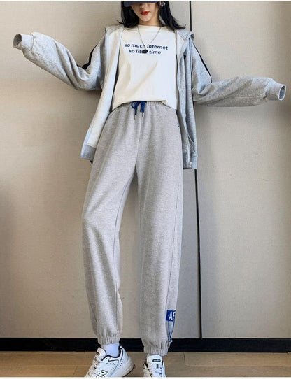 定番シンプル  スウェットジョガーパンツ二色あり <U-4134>