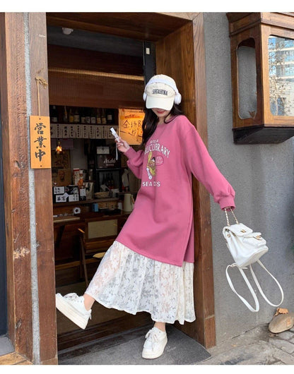 スタイルアップ効果抜群 プリント切り替え 柔らかくて優しい印象 ワンピース<U-9705>