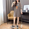 おすすめ アルファベット ラウンドネック プリントTシャツ ゆったり ワンピース＜U-3049＞