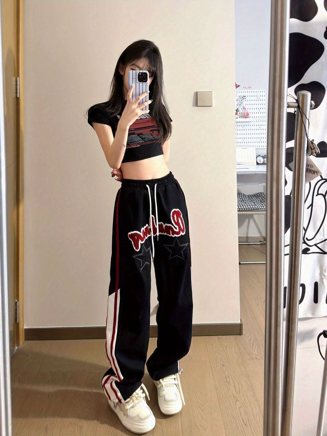 絶対欲しい ストライプ アバンギャルド 柄 切り替え 男女兼用 パンツ ＜U-4991＞