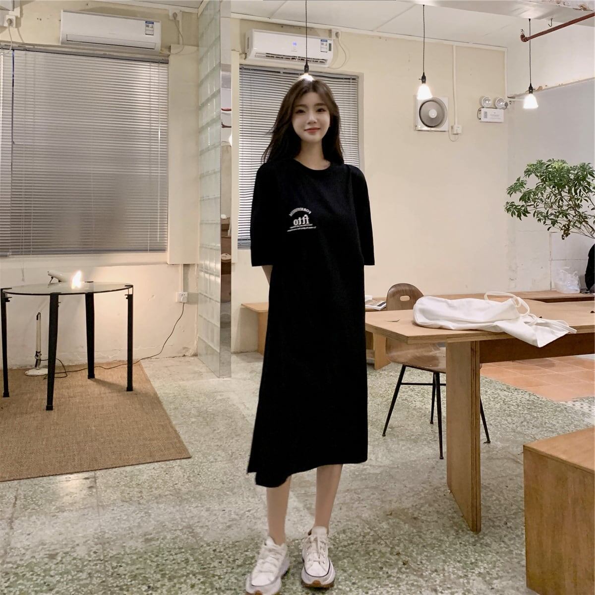 美人度アップ プリント チャーミング Tシャツ カットソー ワンピース＜U-3602＞