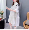 女子力アップ POLOネック 韓国系 ロング Tシャツ 二色 ゆったりワンピース ＜U-2937＞