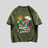 スタイルアップ効果抜群 キュート カジュアル ルーズ プリント全6色 半袖Tシャツ<U-8970>