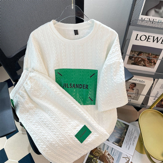 ゆったり感アップ 切り替え 美人度アップ Tシャツ＋ショートパンツ セットアップ＜U-3457＞