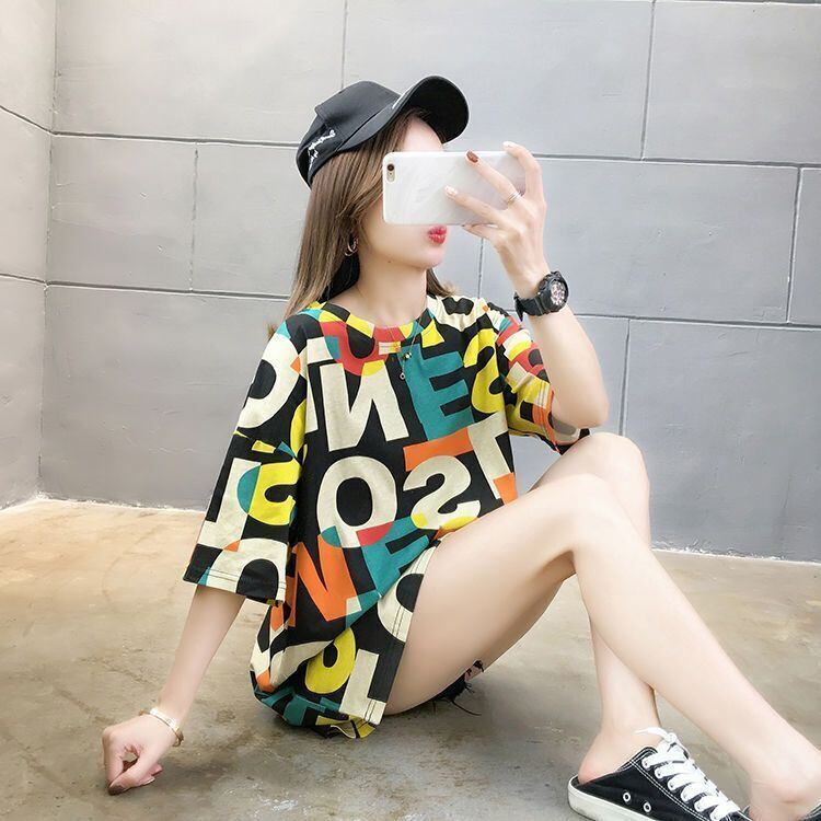 売り切れ必至 カラーマッチング 個性派 プリント全2色 半袖Tシャツ カットソー ＜U-8556＞
