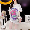 【半額！期間限定！！】新商品 切り替え 一目惚れ 透かし彫り プリント Tシャツ カットソー＜U-8523＞