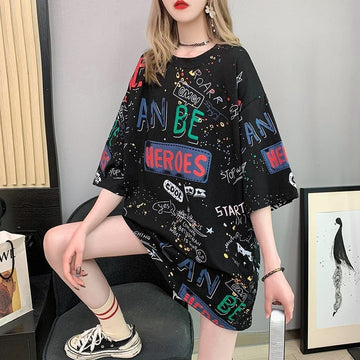 スタイリッシュ 切り替え 一目惚れ プリント Tシャツ カットソー＜U-3540＞