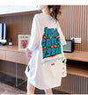 組み合わせやすい アルファベット 数字ロゴ プリントTシャツ ゆったり半袖＜U-2957＞