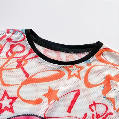 おしゃれ度アップ ロング 落書きストレート系 Tシャツ ゆったり ワンピース＜U-2995＞