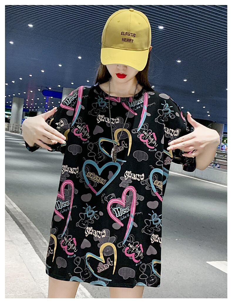 新商品 カジュアル 個性派 プリント ゆったり 半袖Tシャツ＜U-8534＞