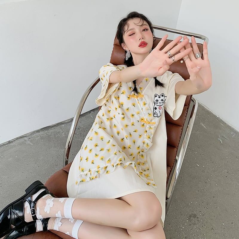 清純甘くて女子力UP プリント 好感度満載 ワンピース＜U-3253＞