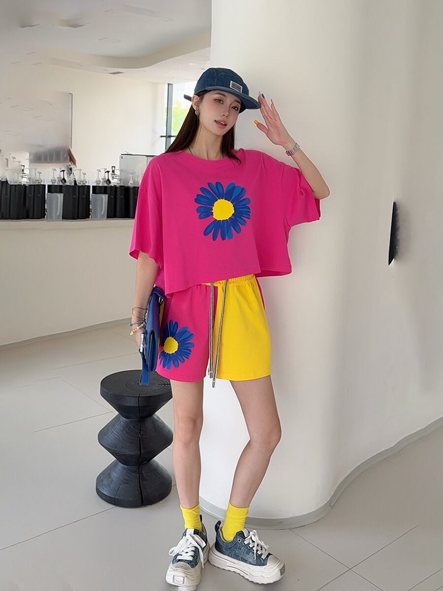 好感度UP カジュアル 真夏も快適 半袖 Tシャツ ショートパンツ セットアップ ＜U-11374＞