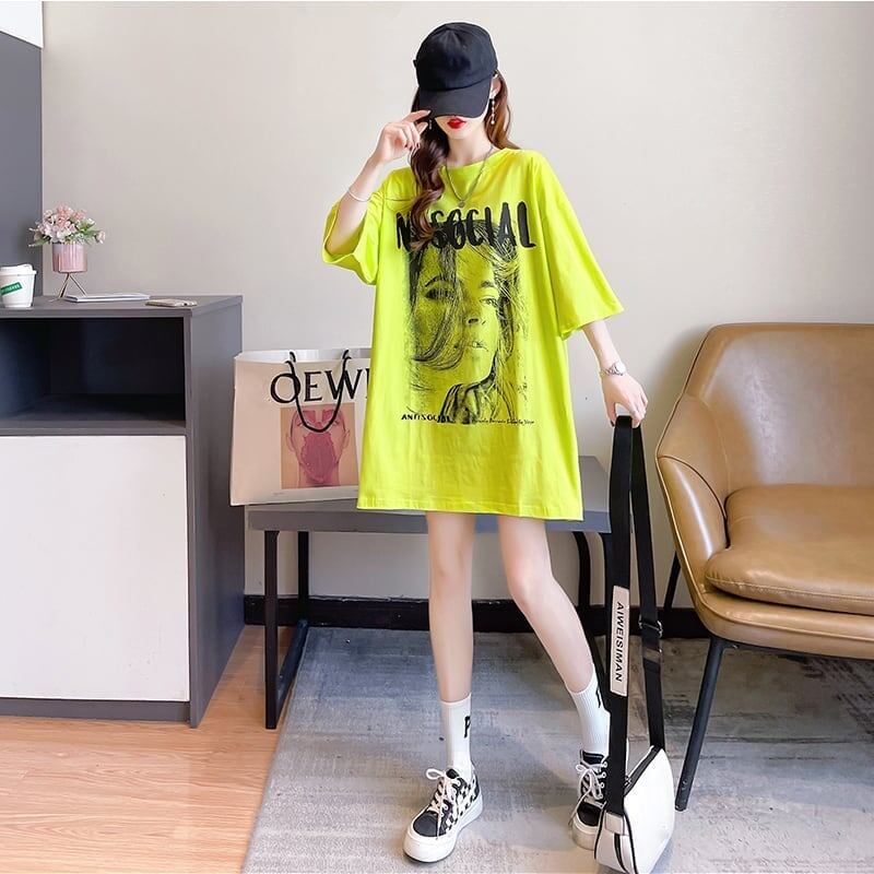 美人度アップ 切り替え ファッション プリント Tシャツ カットソー＜U-3399＞