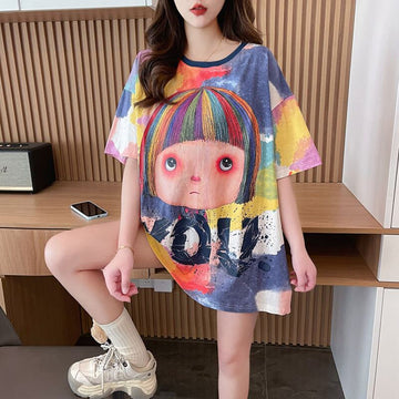 売り切れ必至 絞り染め ファッション プリント 半袖 Tシャツ＜U-8412＞