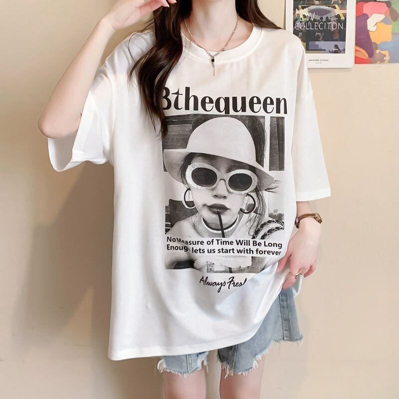 話題沸騰中 レース アバンギャルド 切り替え ホットダイヤモンド 3色選択 半袖Tシャツ＜U-8547＞