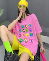 売り切れ必至 プリント三色 個性派 ゆったり 半袖Tシャツ ＜U-8462＞