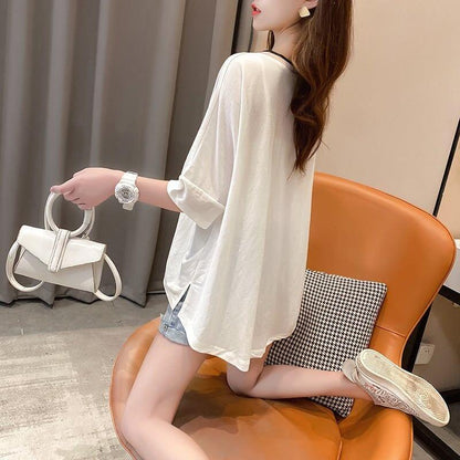 着心地抜群 3色選択可 女性力を高める Vネック Tシャツ カットソー＜U-3094＞