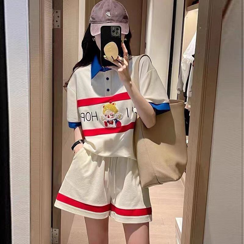 数量限定 プリント切り替え カジュアル 半袖Ｔシャツⅹパンツセット全2色 <U-8665>