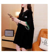 アルファベット プリント ドロップショルダー ロングTシャツ ゆったり＜U-2888＞