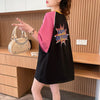 絶対欲しい プリント 個性派 切り替え 全2色 半袖 Tシャツ ＜U-8545＞