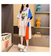 夏新作 カラーマッチング 存在感満点 ロング Tシャツ ゆったり ＜U-2839＞