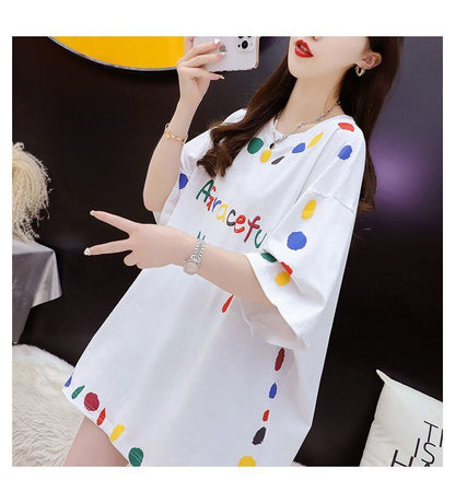 売り切れ必至 プリント ファッション 切り替え 全2色 半袖Tシャツ＜U-8623＞
