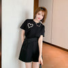 オシャレ度満点 切り替え 一目惚れ Tシャツ＋ショートパンツ セットアップ＜U-3573＞
